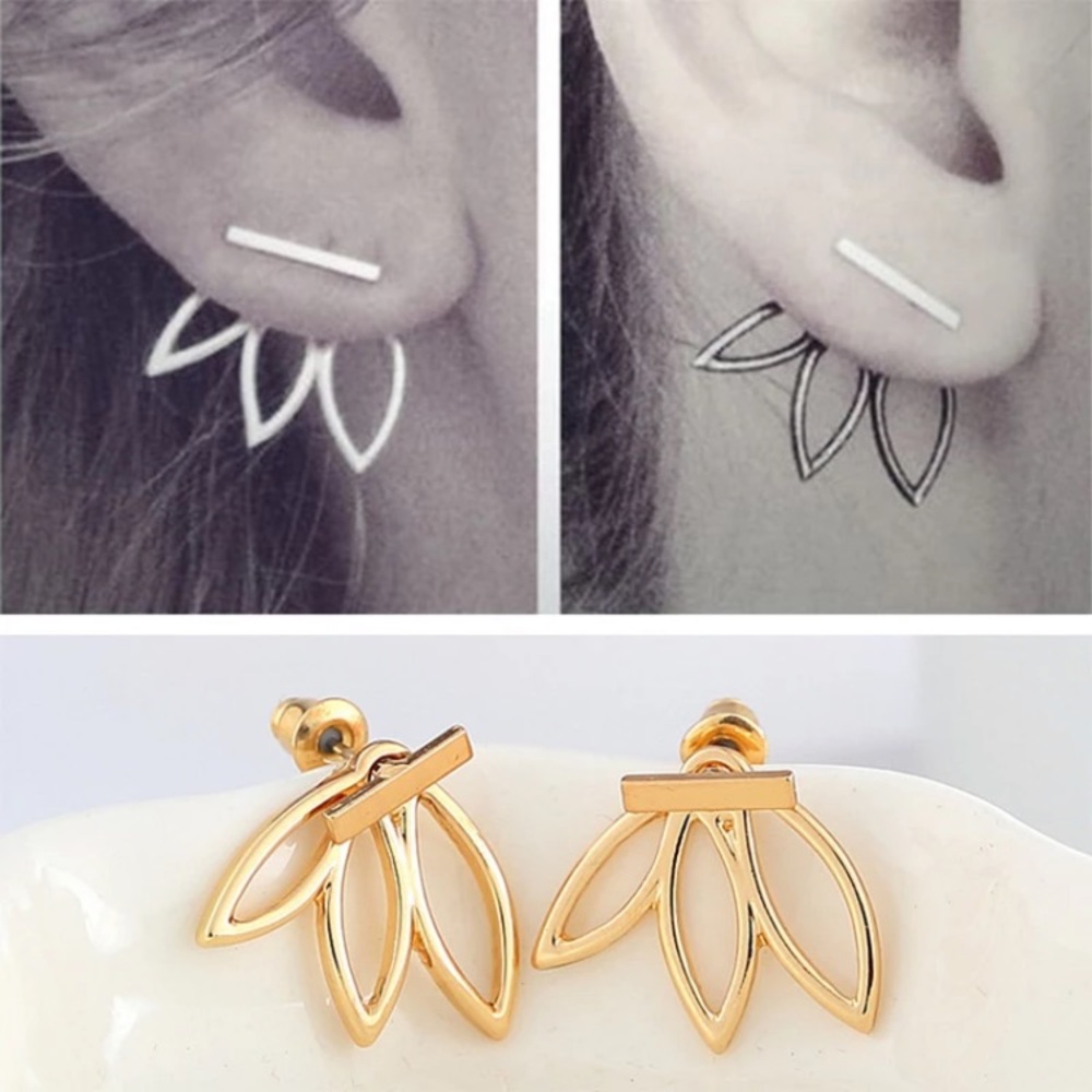 🆕 Lotus Earring Jackets Studs - Picture 3 of 9